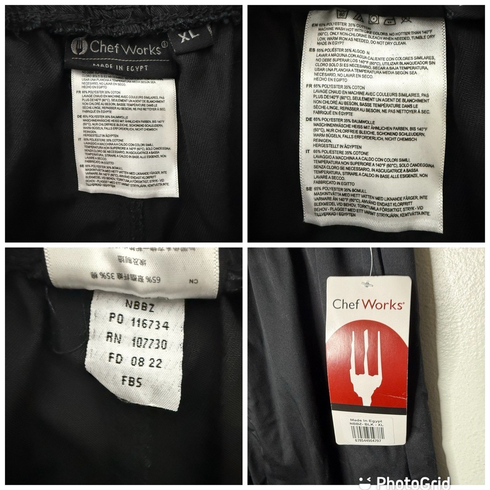 New Chef Works Black Pull On Pants Polyester Cotton Pockets Size XL - Picture 10 of 10